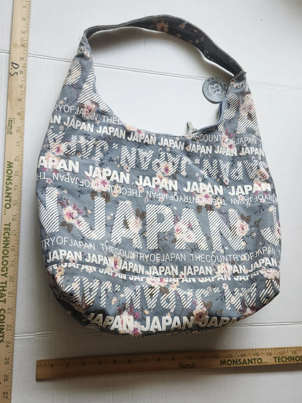 Robin Ruth Blue Floral 'JAPAN' Print Hobo Bag